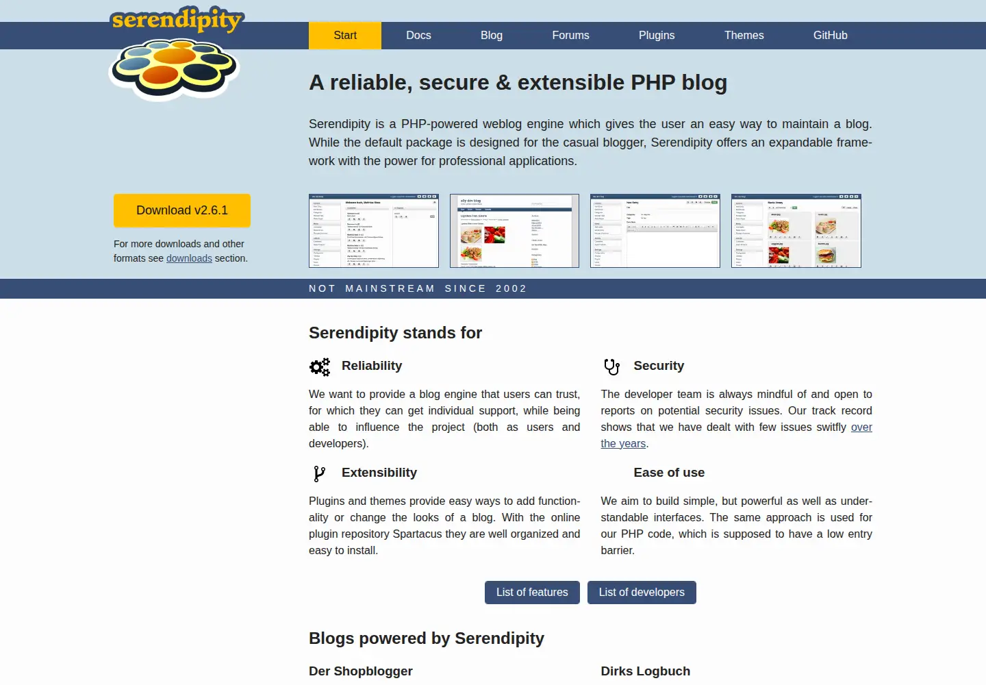 Screenshot of s9y.org