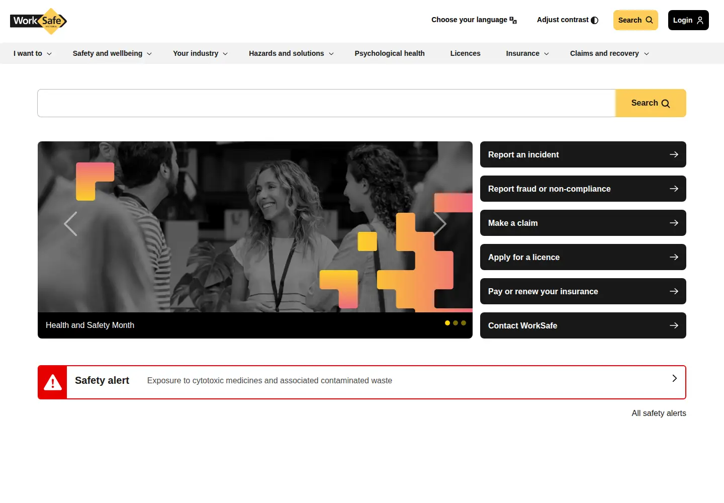 Screenshot of worksafe.vic.gov.au