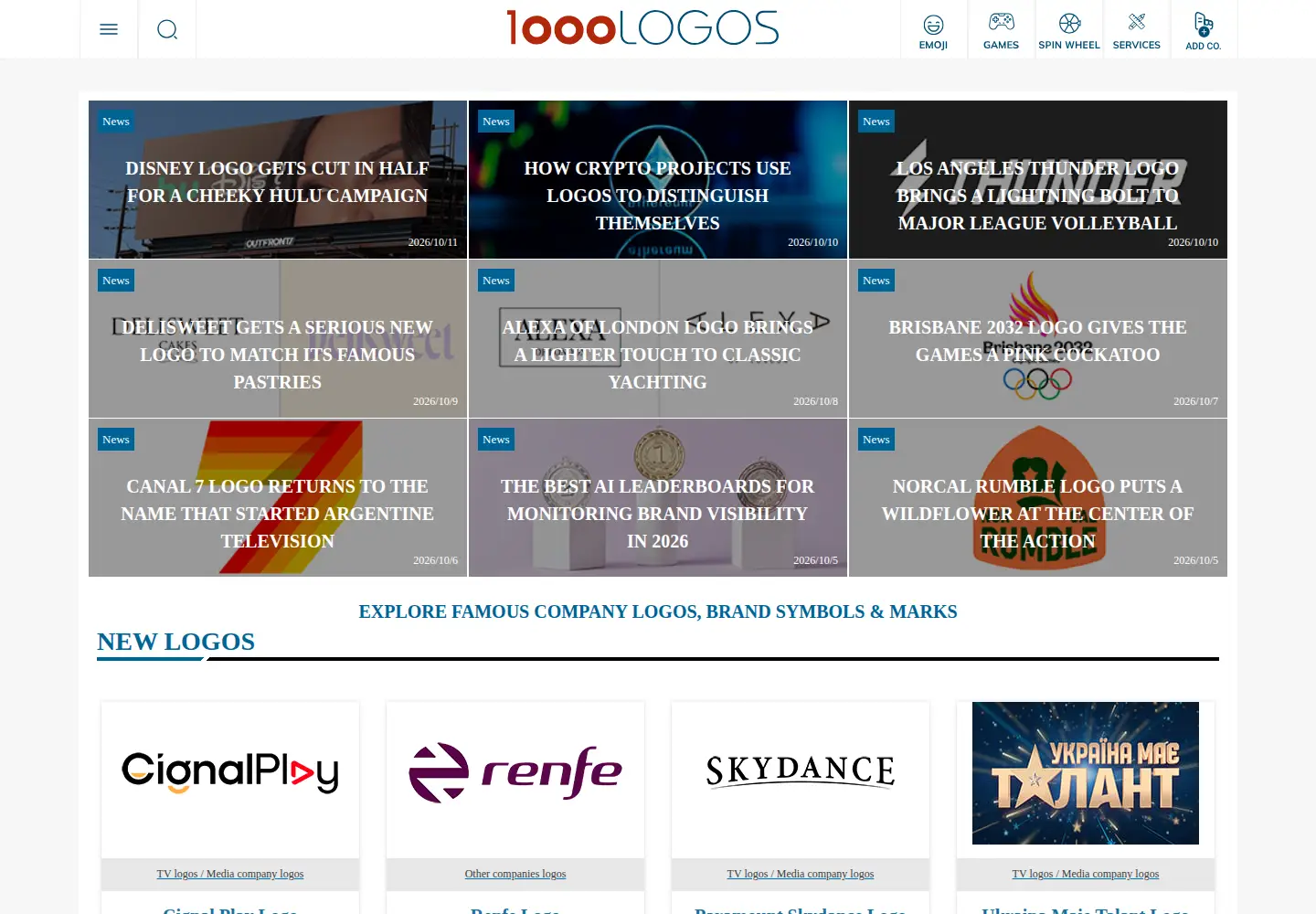 Captured homepage of 1000logos.net in the current scan