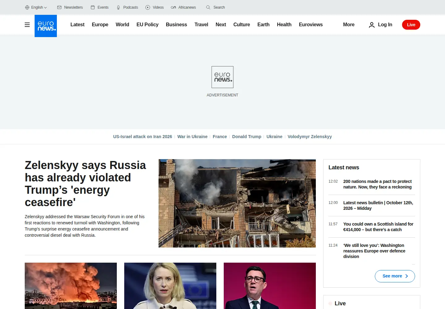 Screenshot of euronews.net