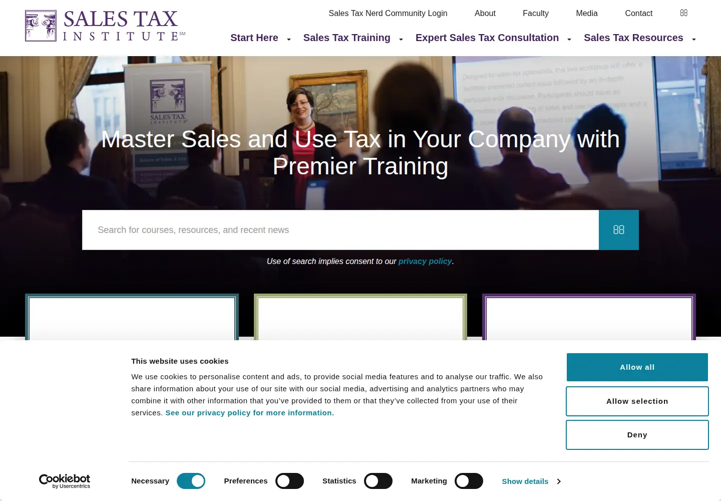 Captured homepage of salestaxinstitute.com in the current scan