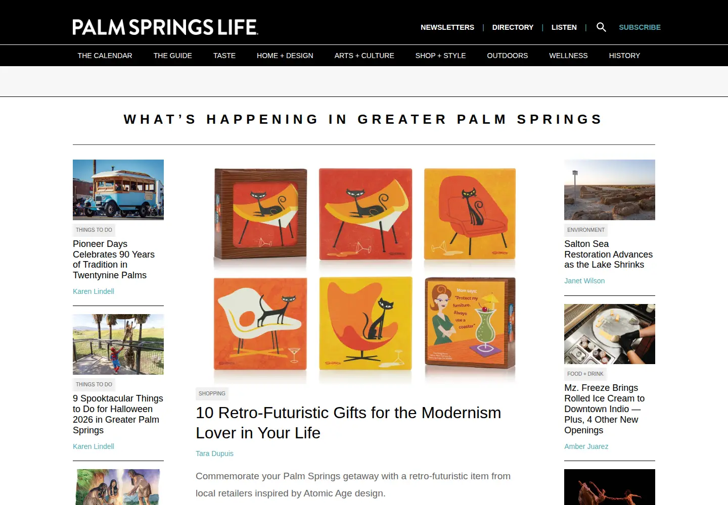 Captured homepage of palmspringslife.com in the current scan