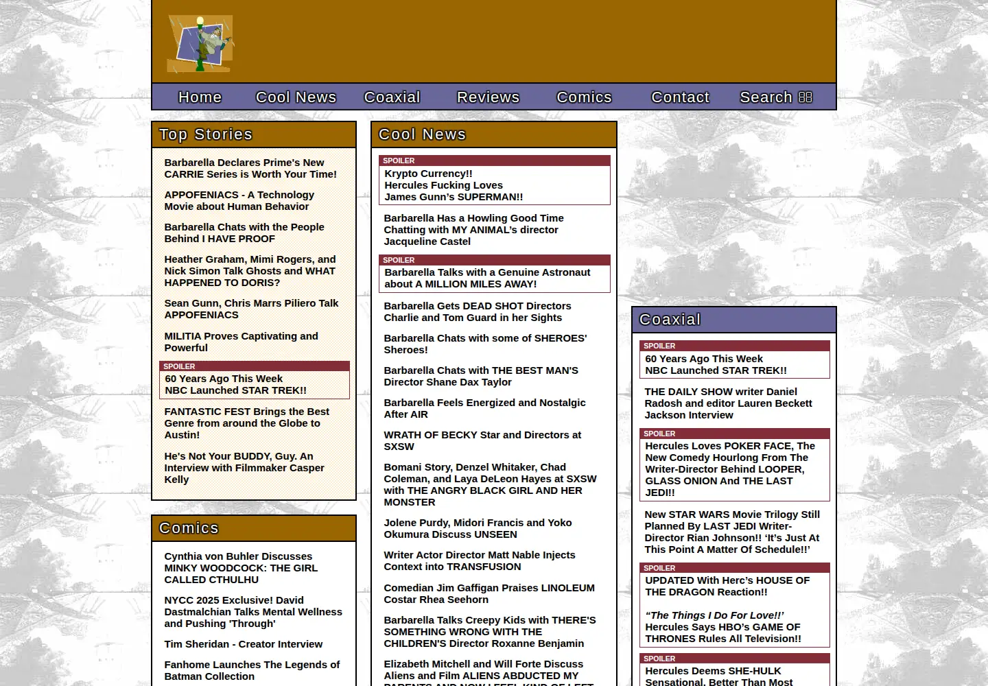 Captured homepage of aintitcool.com in the current scan