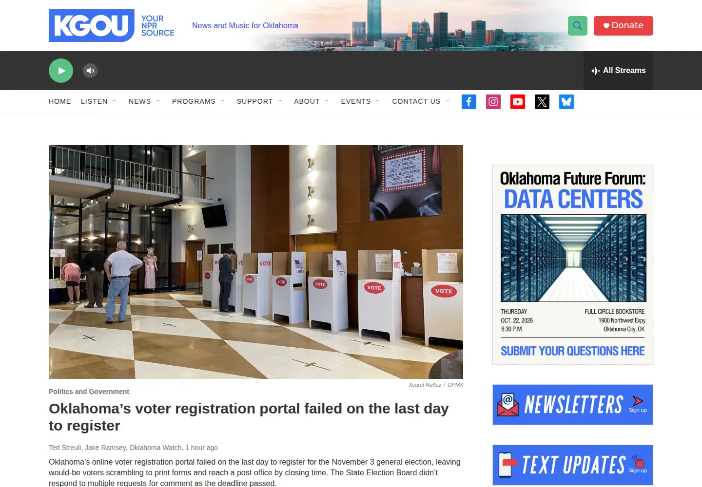 Captured homepage of kgou.org in the current scan