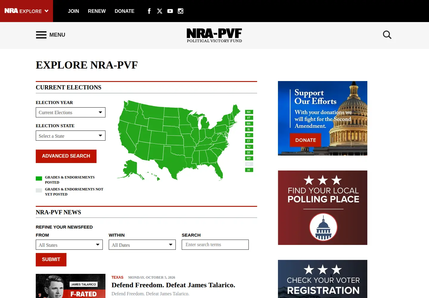Screenshot of nrapvf.org