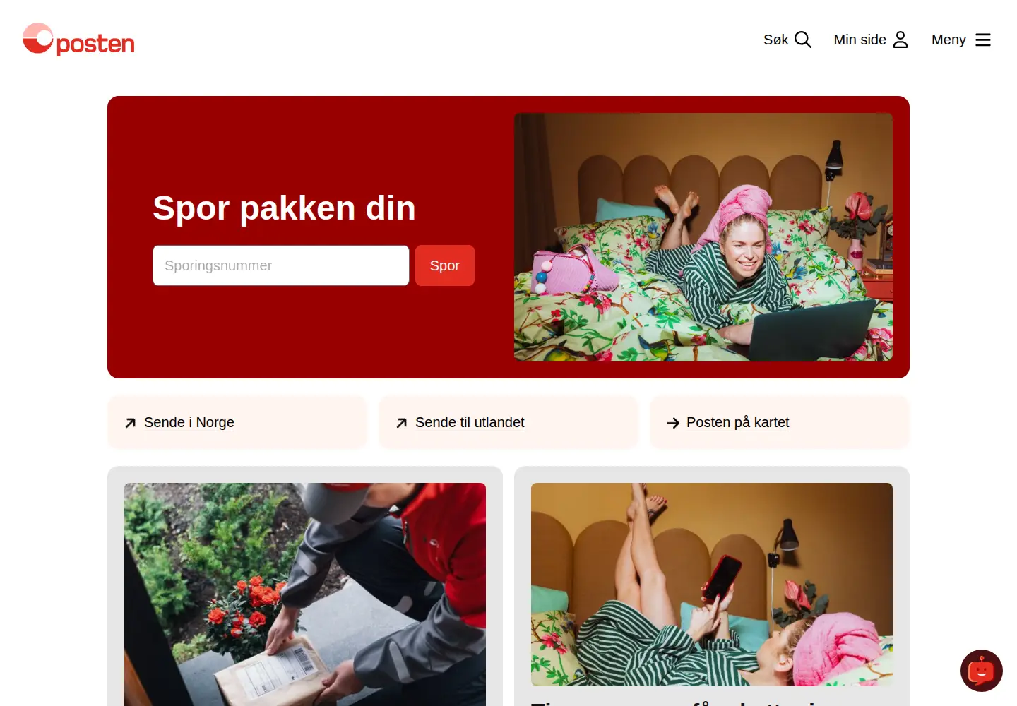 Screenshot of posten.no