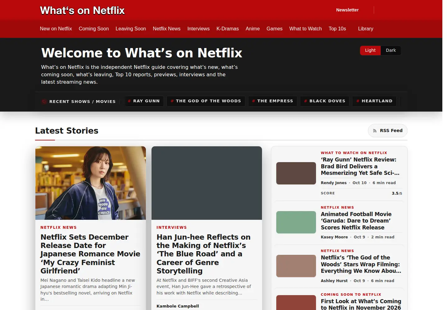 Captured homepage of whats-on-netflix.com in the current scan
