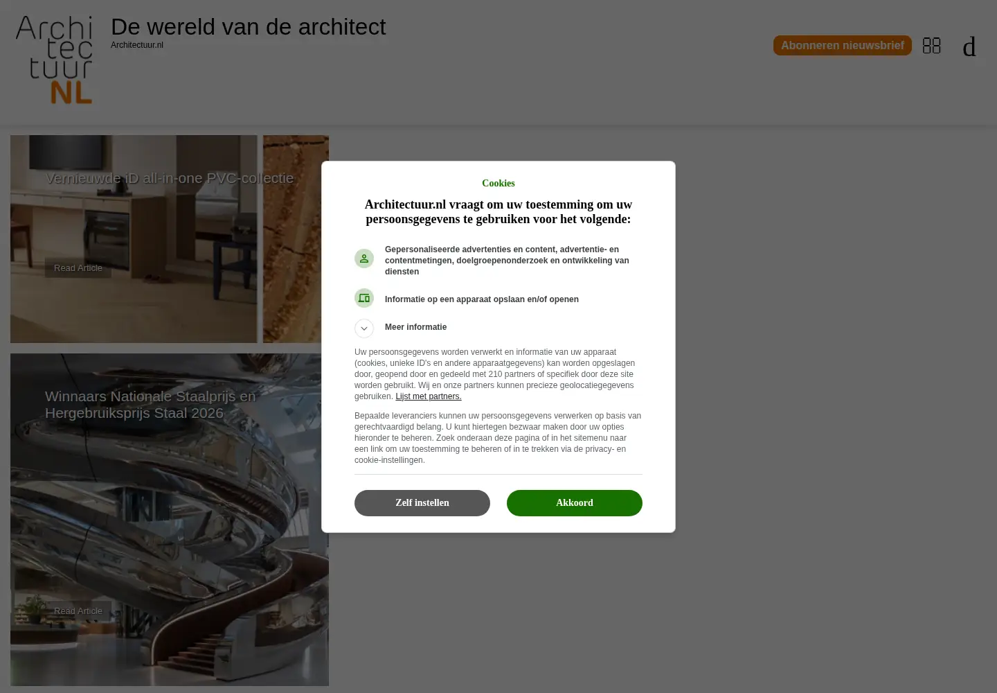 Captured homepage of architectuur.nl in the current scan