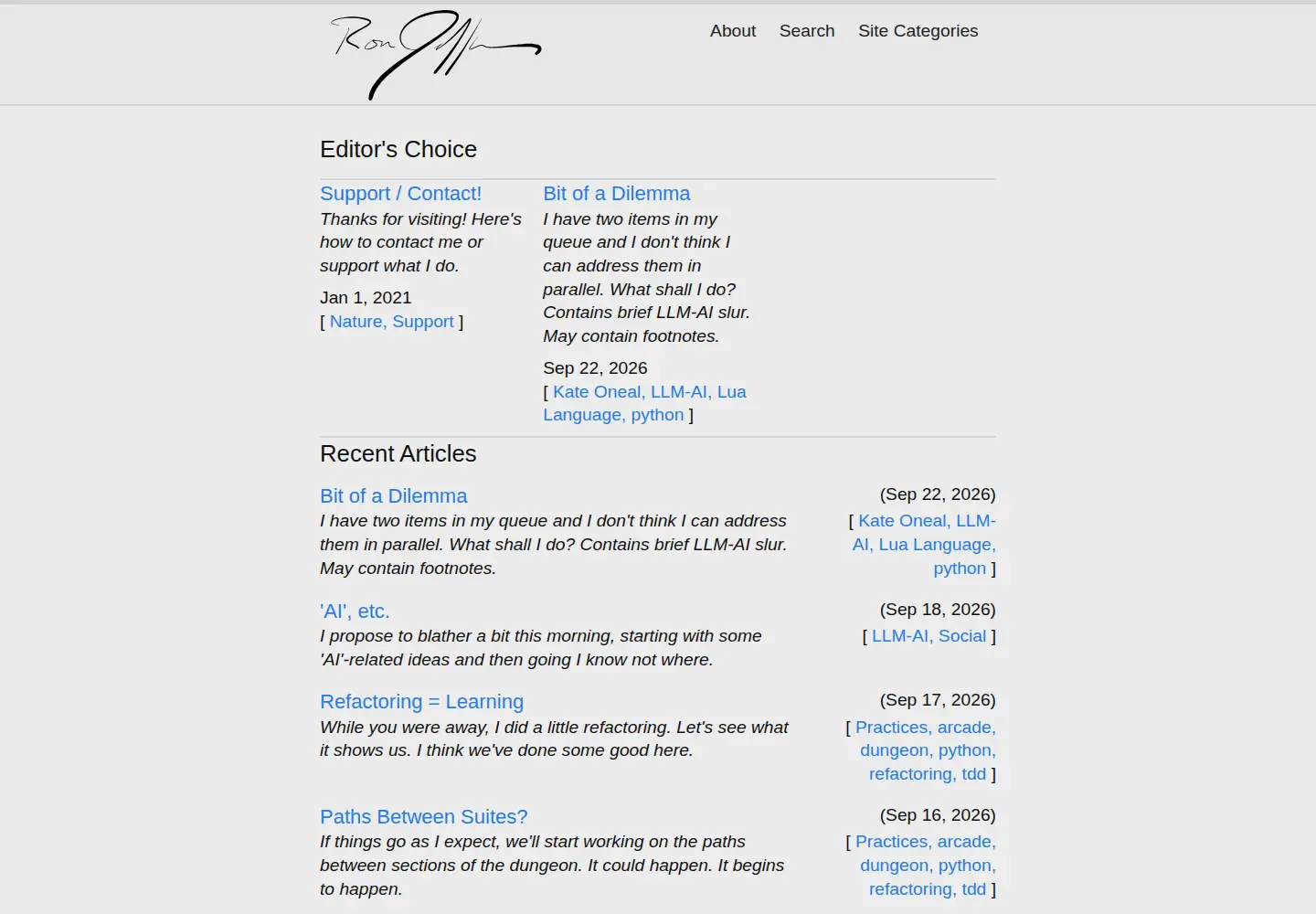 Screenshot of ronjeffries.com
