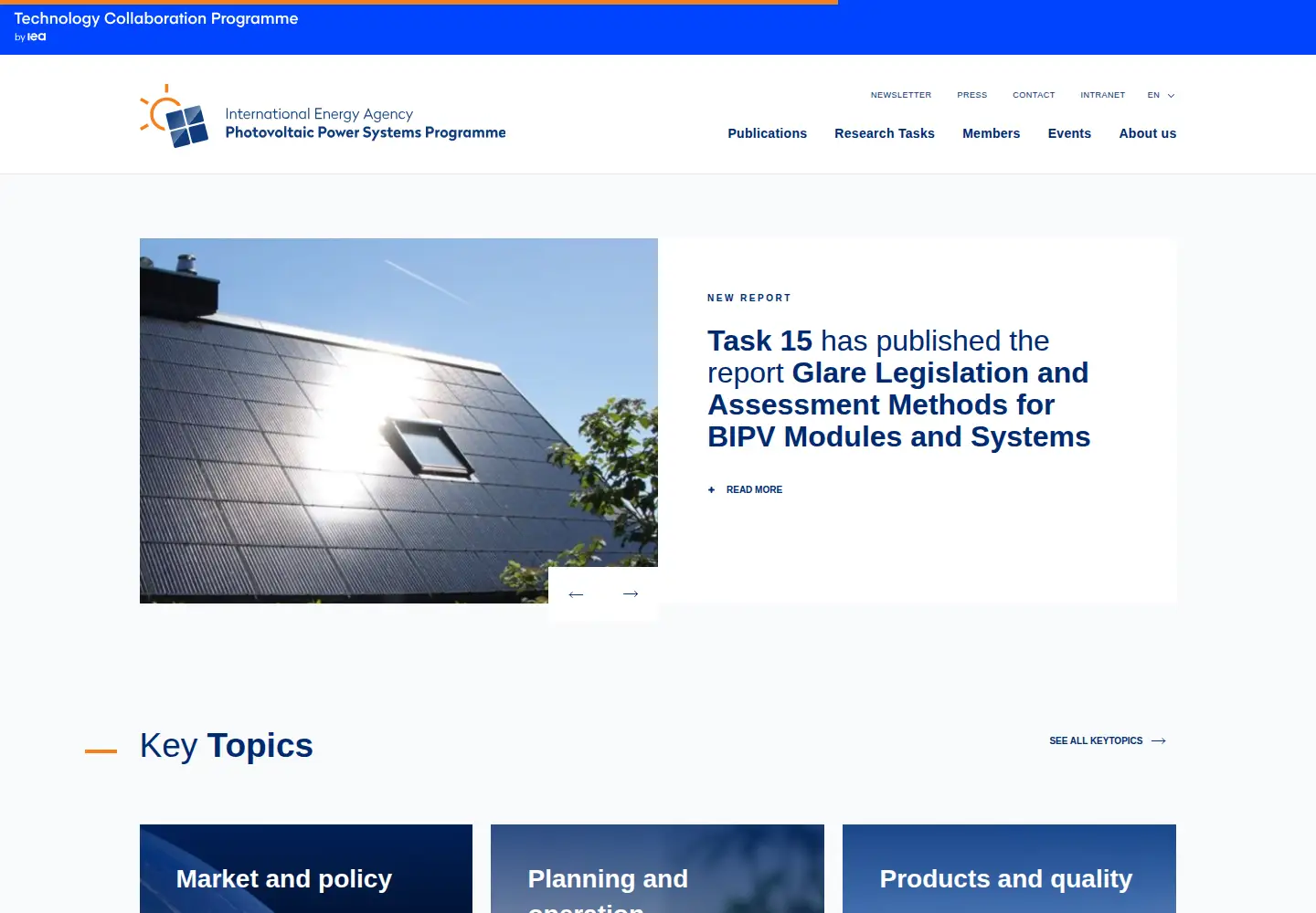 Screenshot of iea-pvps.org