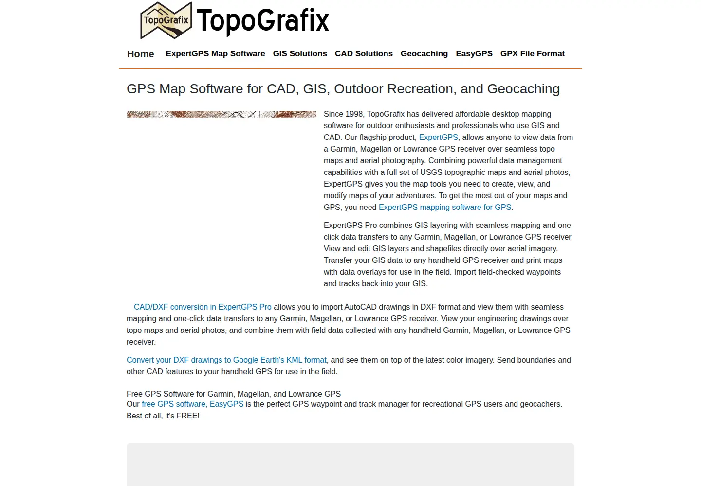 Captured homepage of topografix.com in the current scan