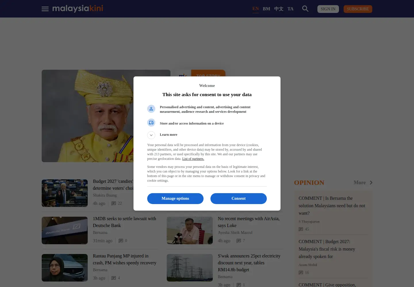 Screenshot of malaysiakini.com