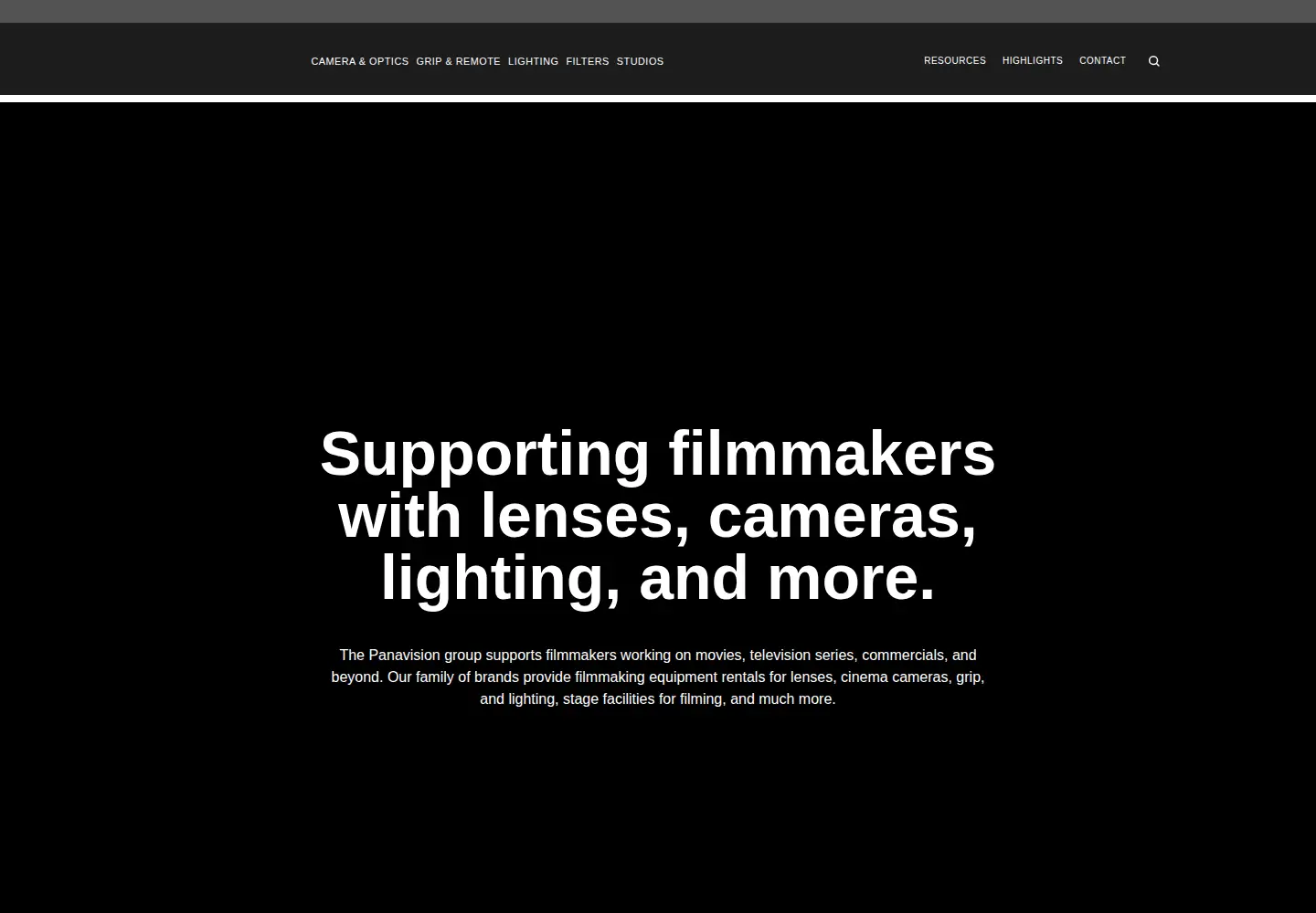 Screenshot of panavision.com