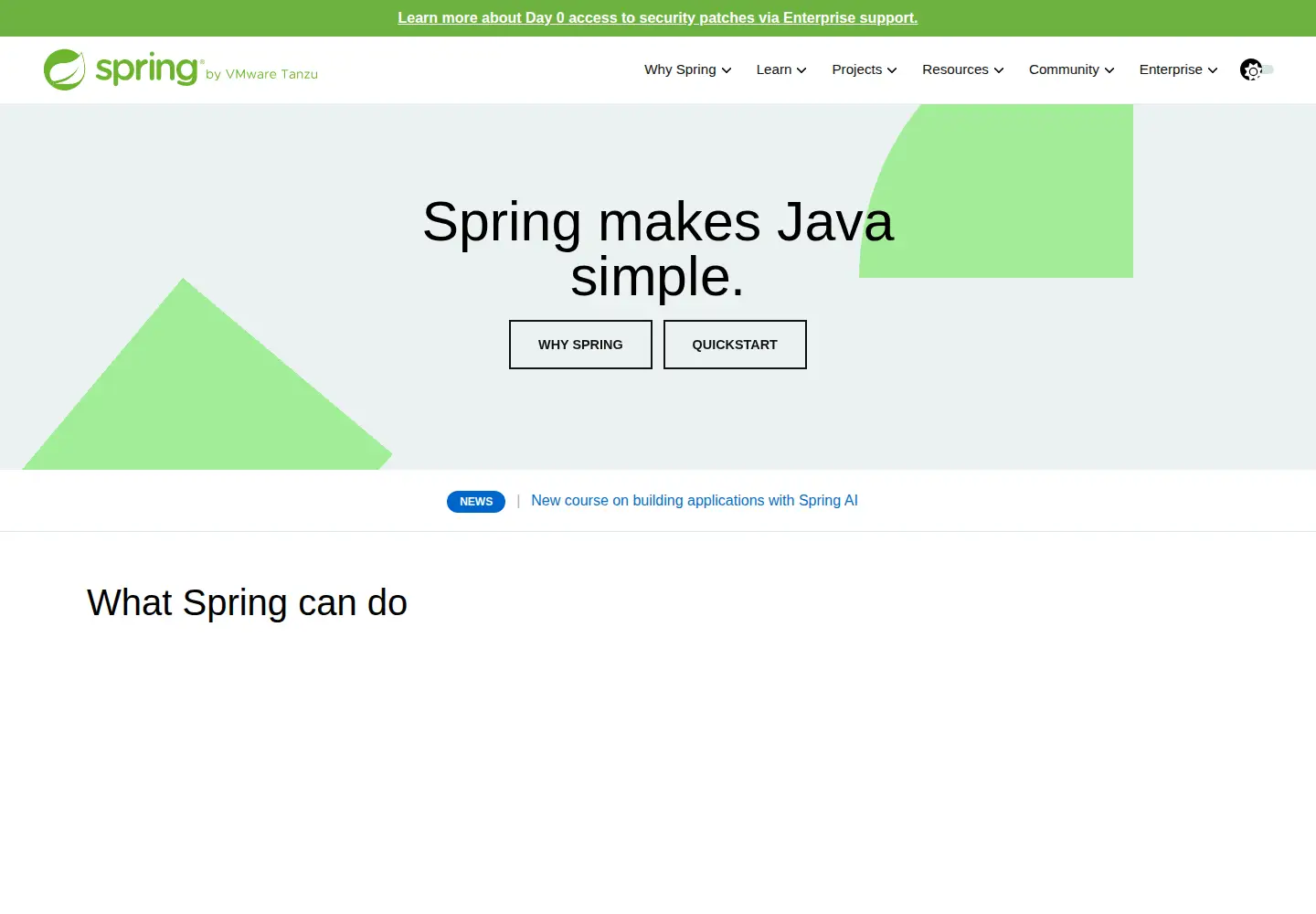 Screenshot of springsource.org