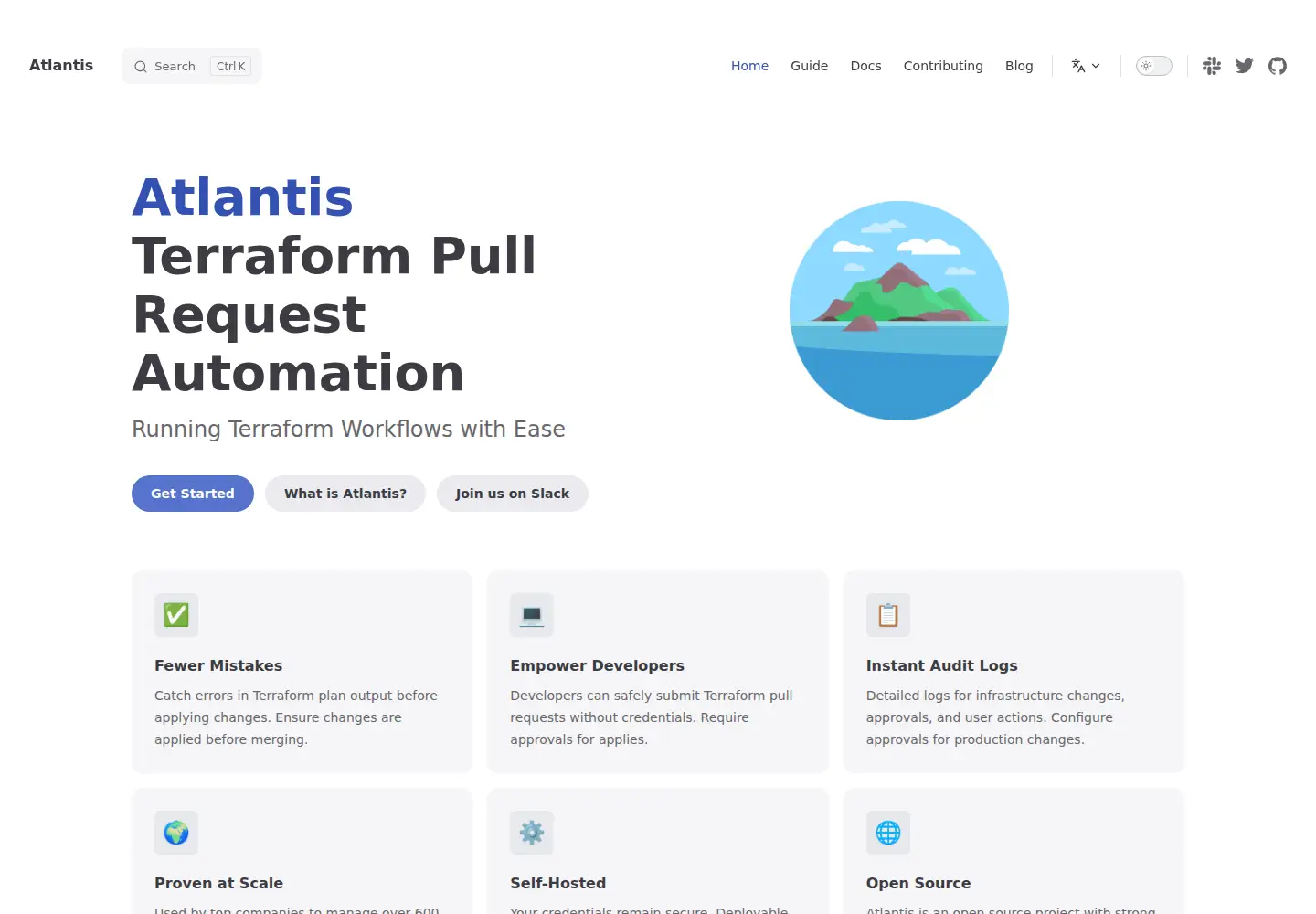 Screenshot of runatlantis.io