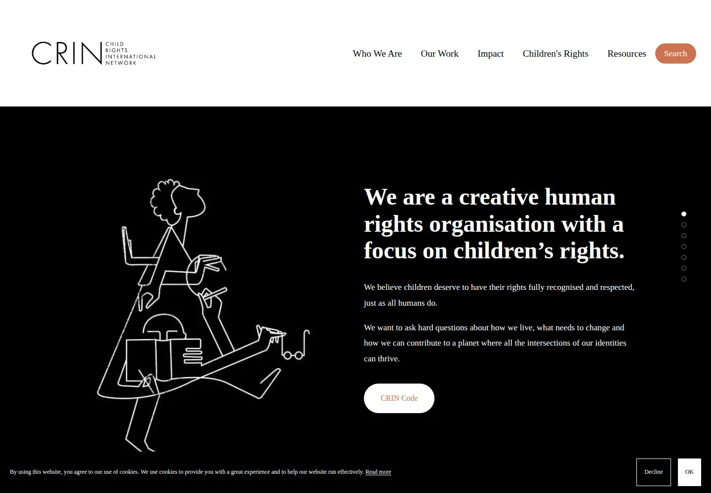 Captured homepage of crin.org in the current scan