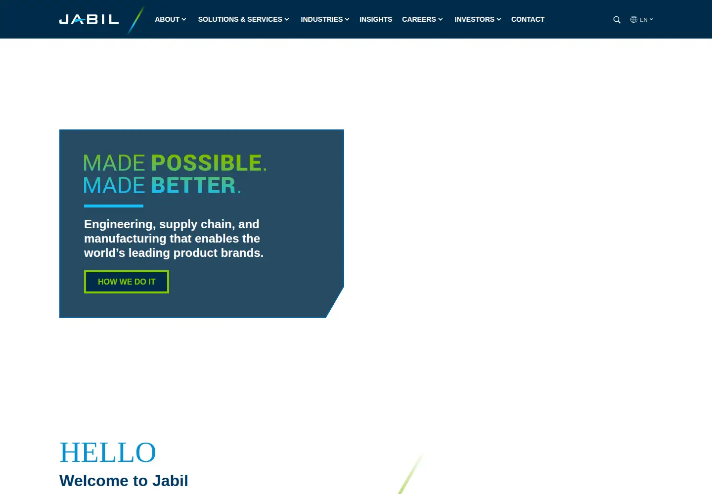 Captured homepage of jabil.com in the current scan