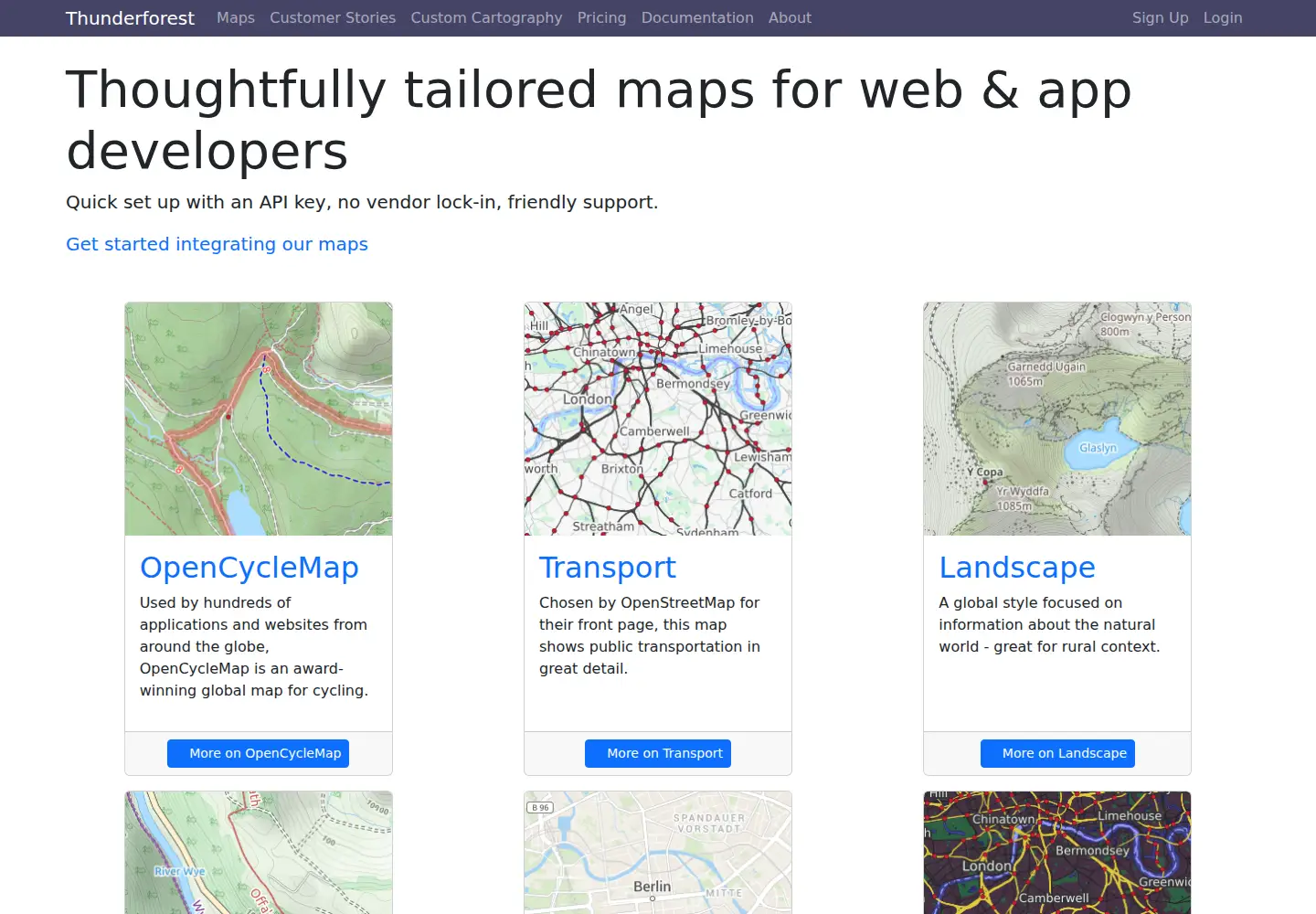 Screenshot of thunderforest.com