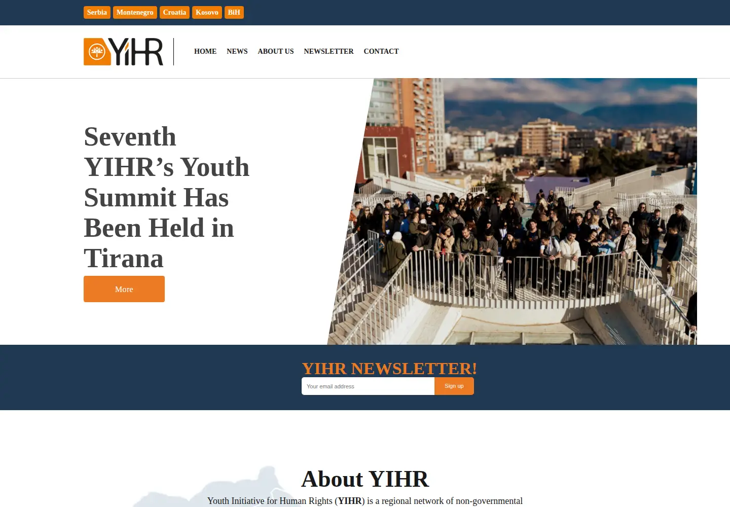 Captured homepage of yihr.org in the current scan