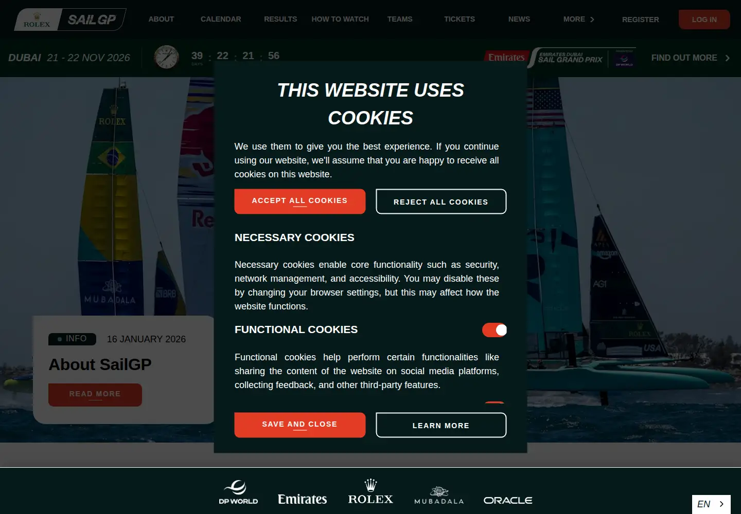 Screenshot of sailgp.com