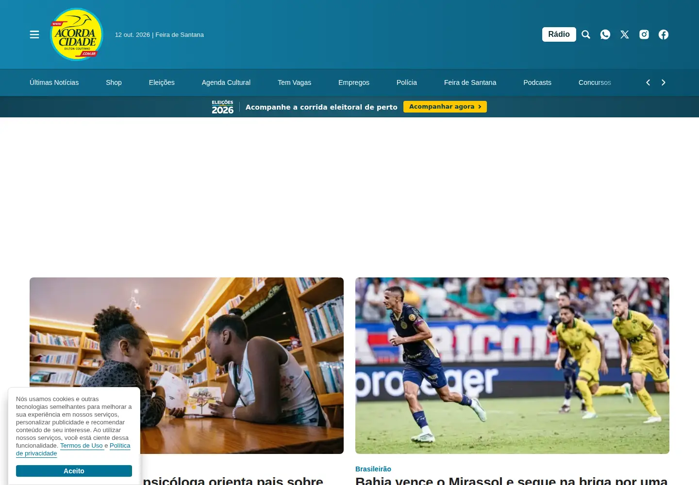 Captured homepage of acordacidade.com.br in the current scan