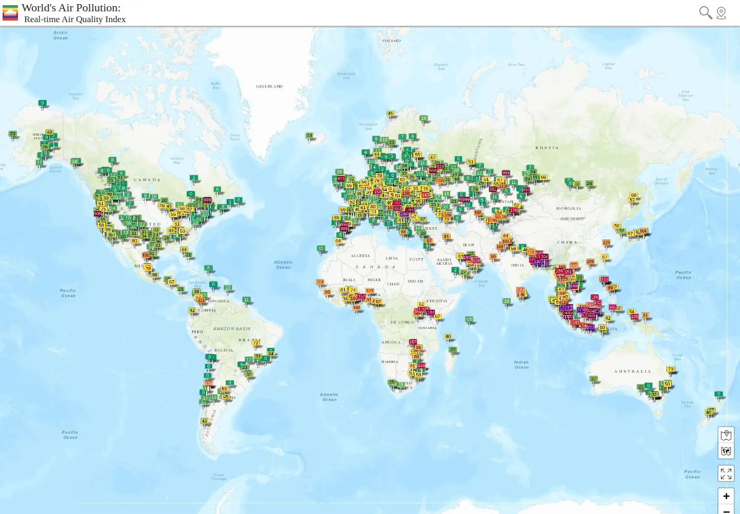 Screenshot of waqi.info