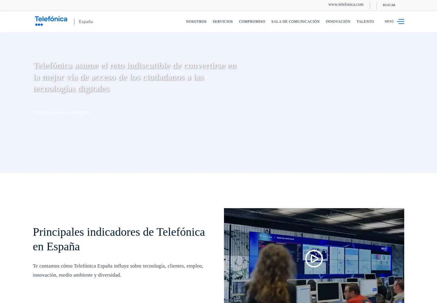 Captured homepage of telefonica.es in the current scan