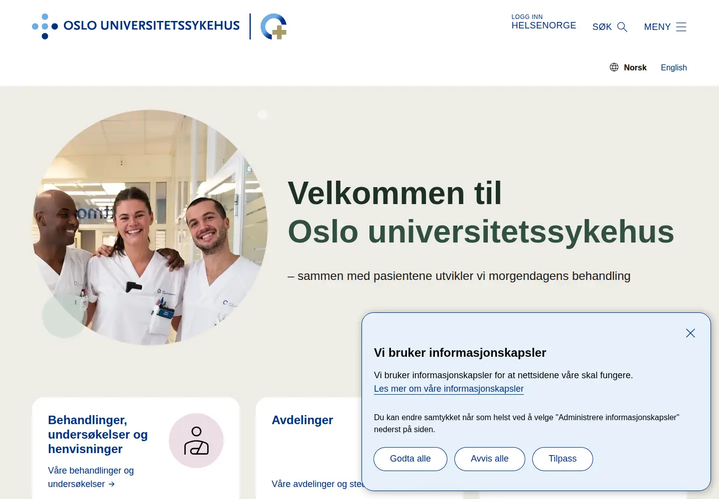 Screenshot of oslo-universitetssykehus.no