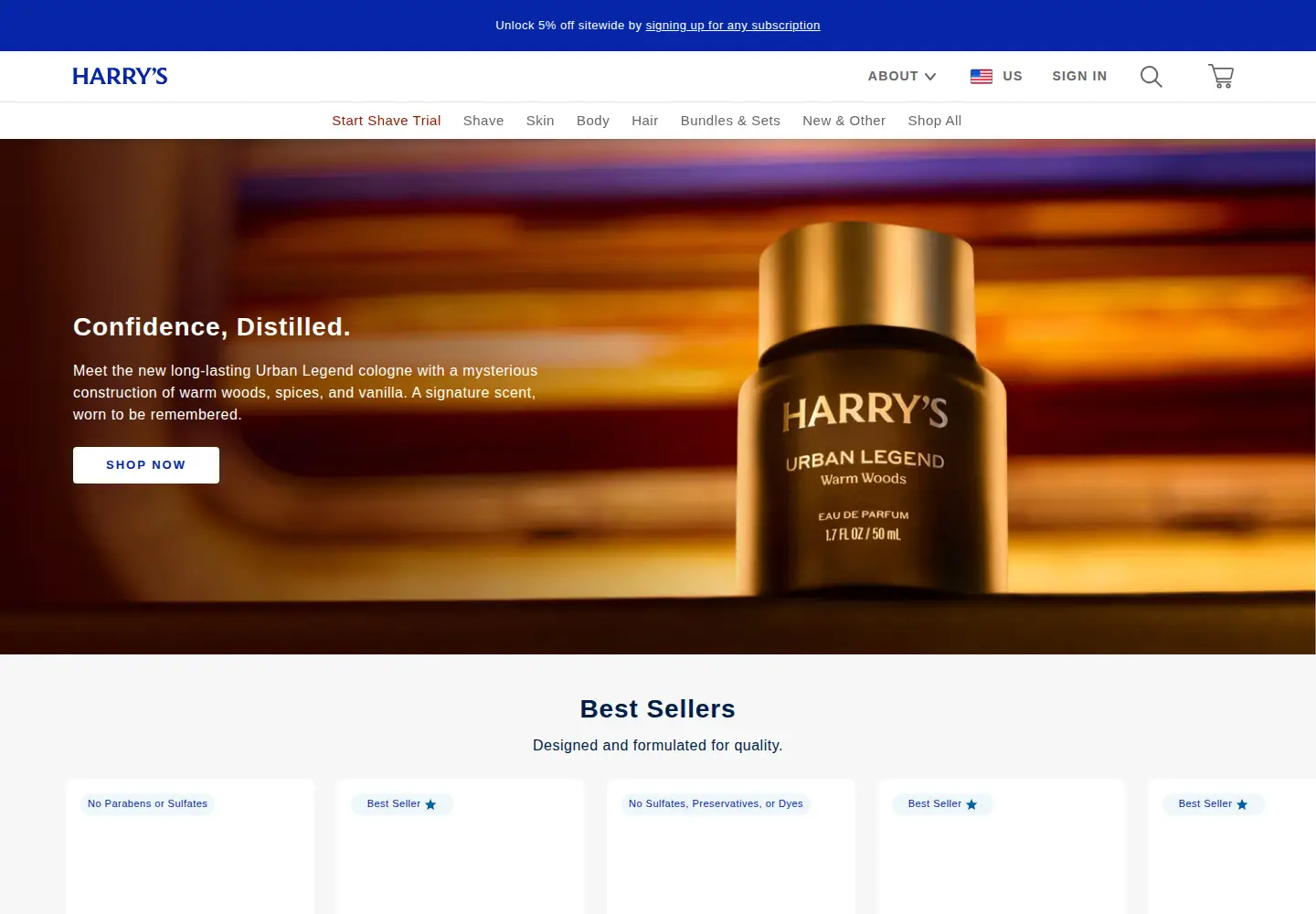 Screenshot of harrys.com
