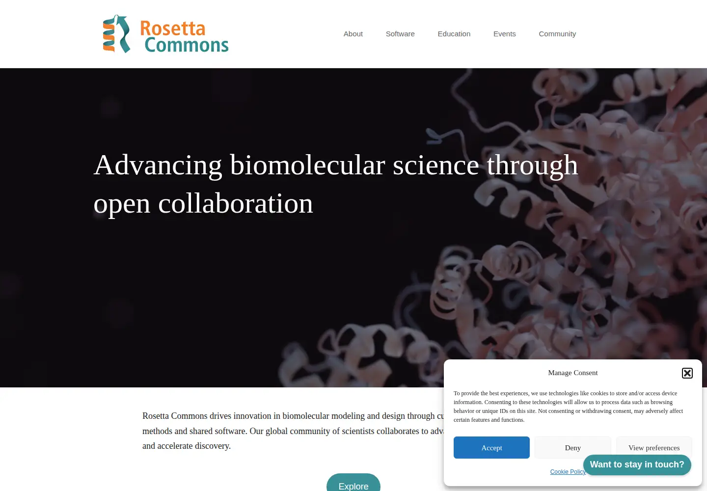 Screenshot of rosettacommons.org