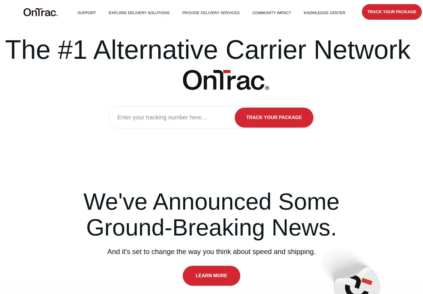 Captured homepage of ontrac.com in the current scan