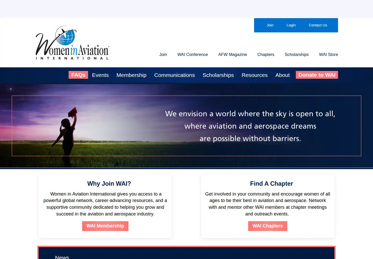 Captured homepage of wai.org in the current scan