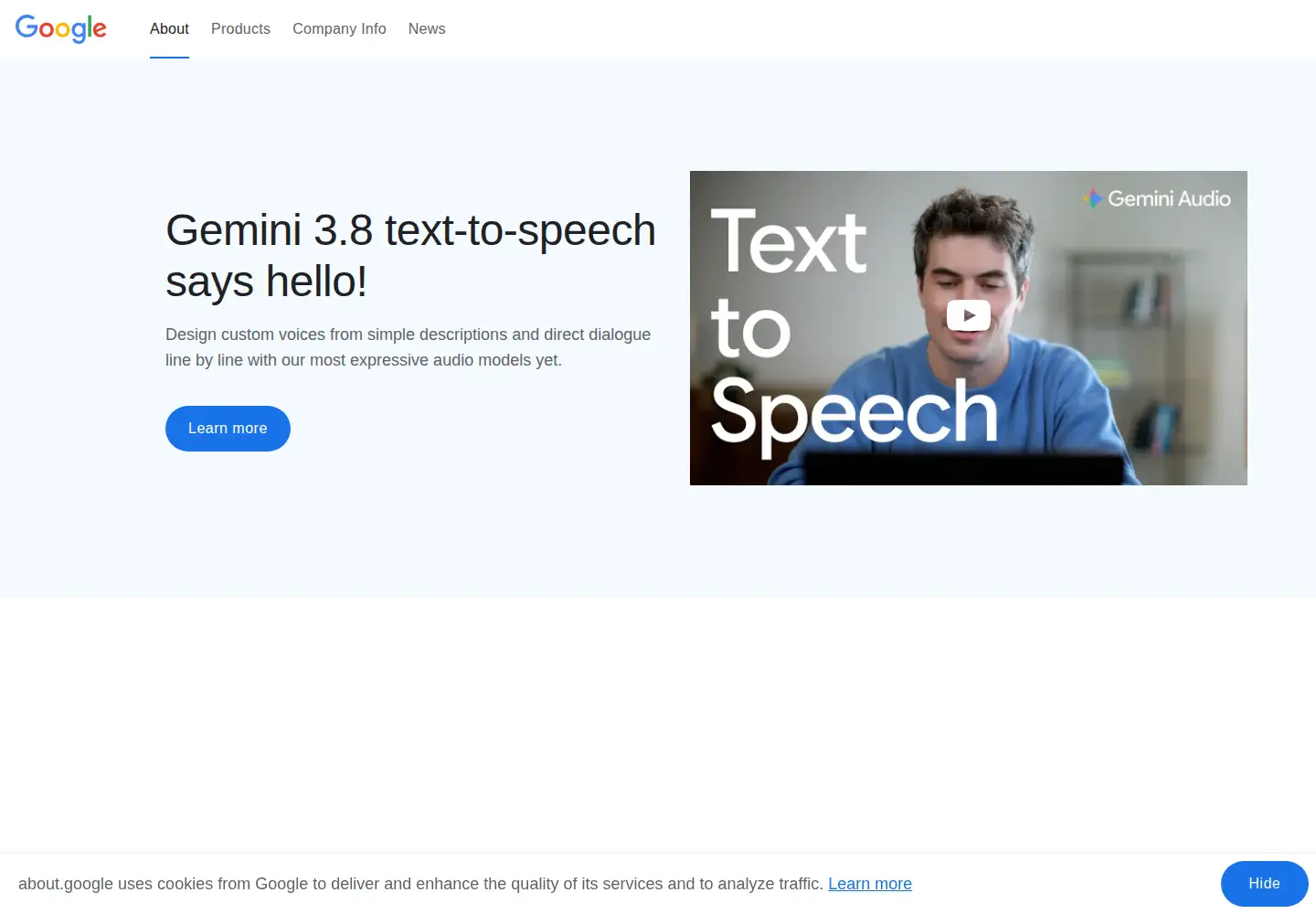 Screenshot of about.google