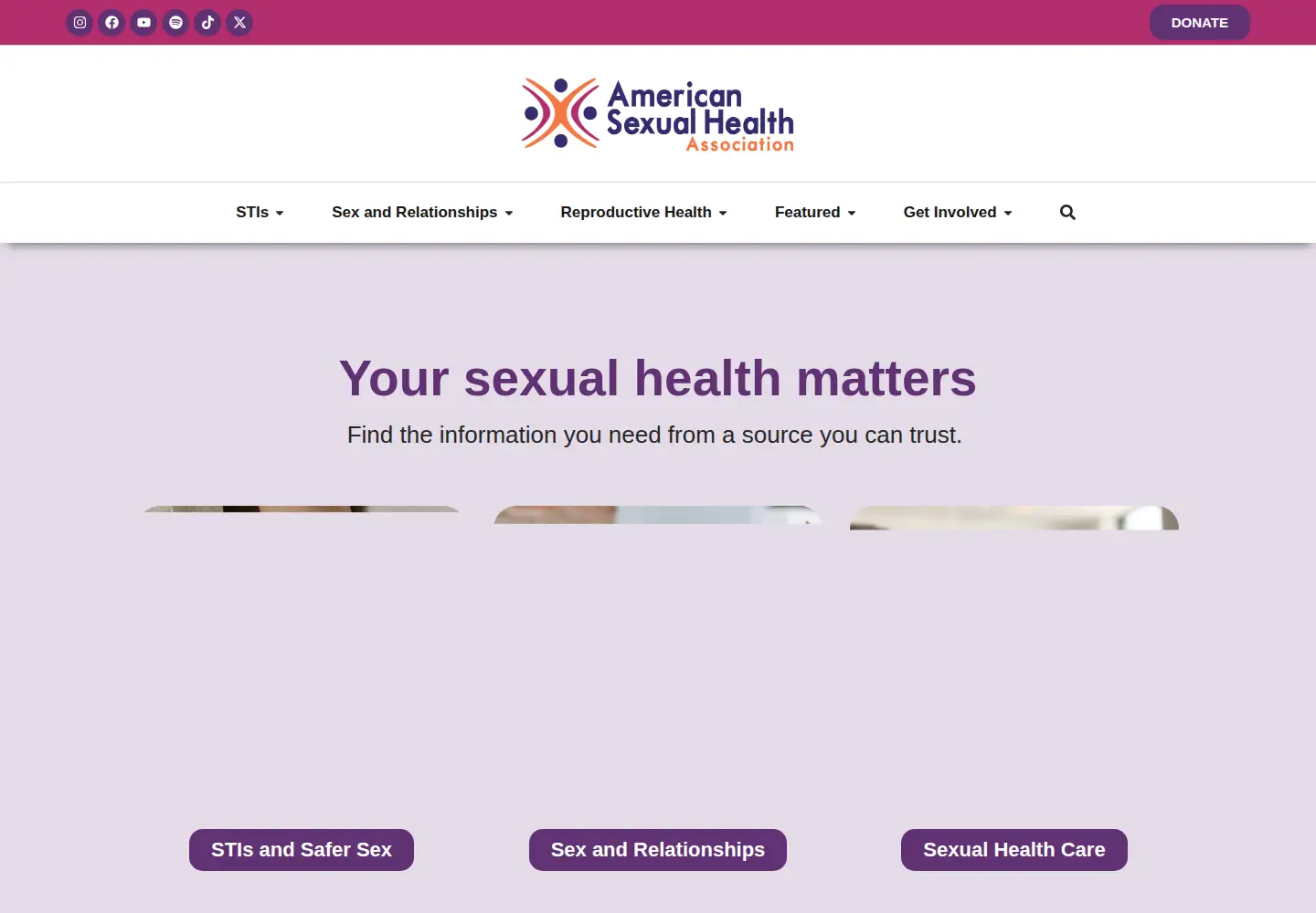 Captured homepage of ashasexualhealth.org in the current scan