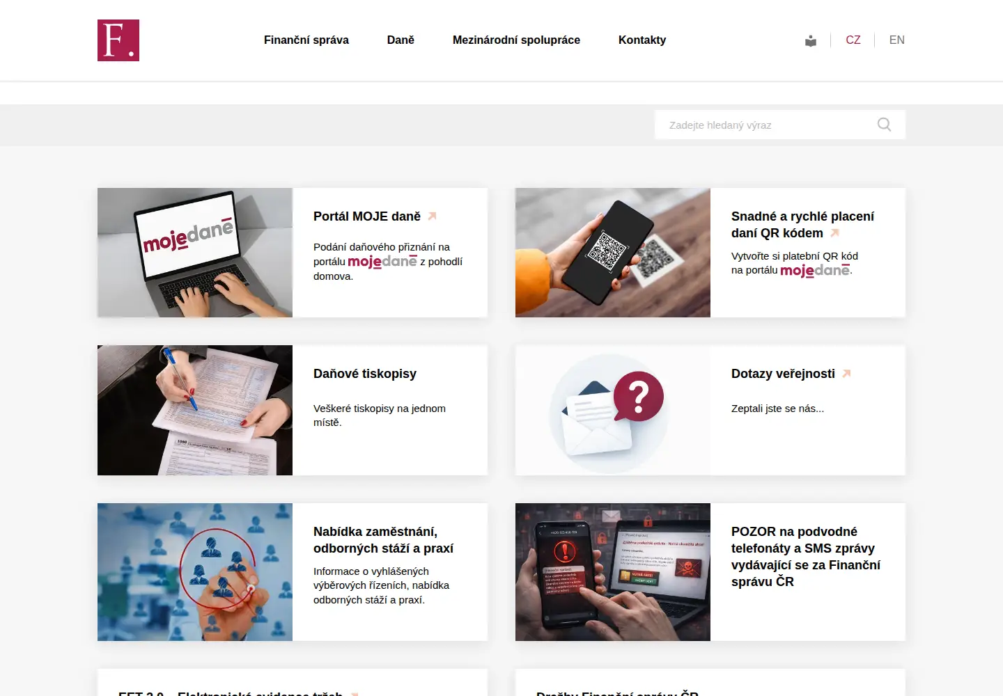 Screenshot of financnisprava.cz