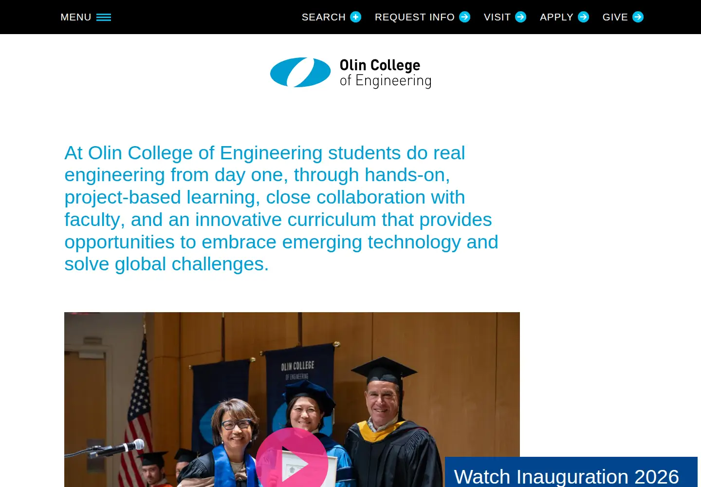 Captured homepage of olin.edu in the current scan