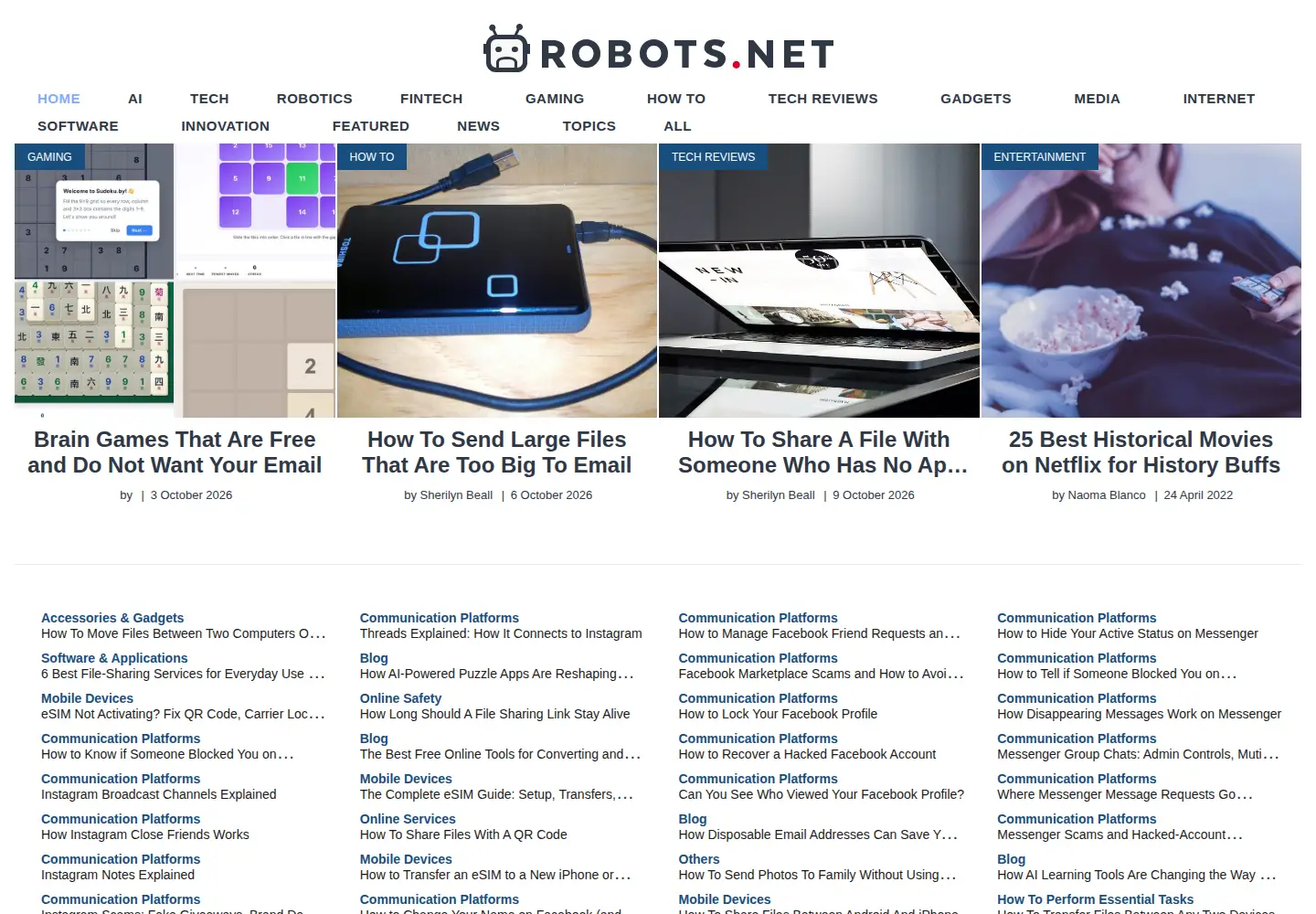 Captured homepage of robots.net in the current scan