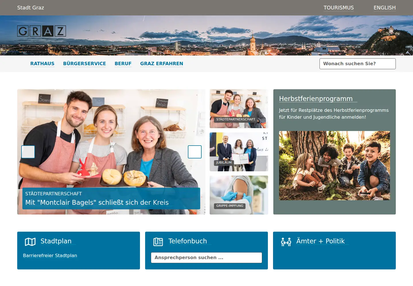 Captured homepage of graz.at in the current scan