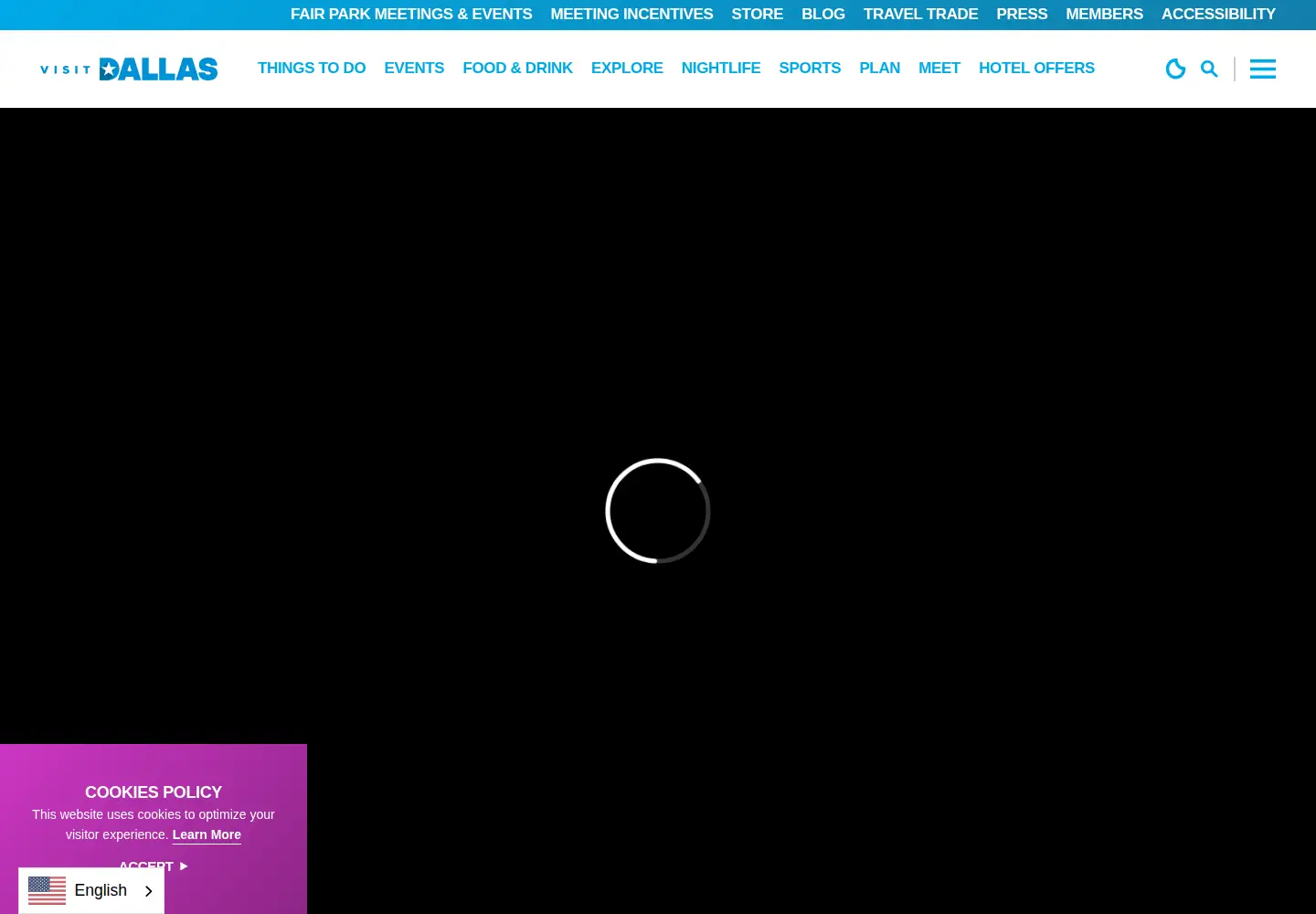 Captured homepage of visitdallas.com in the current scan