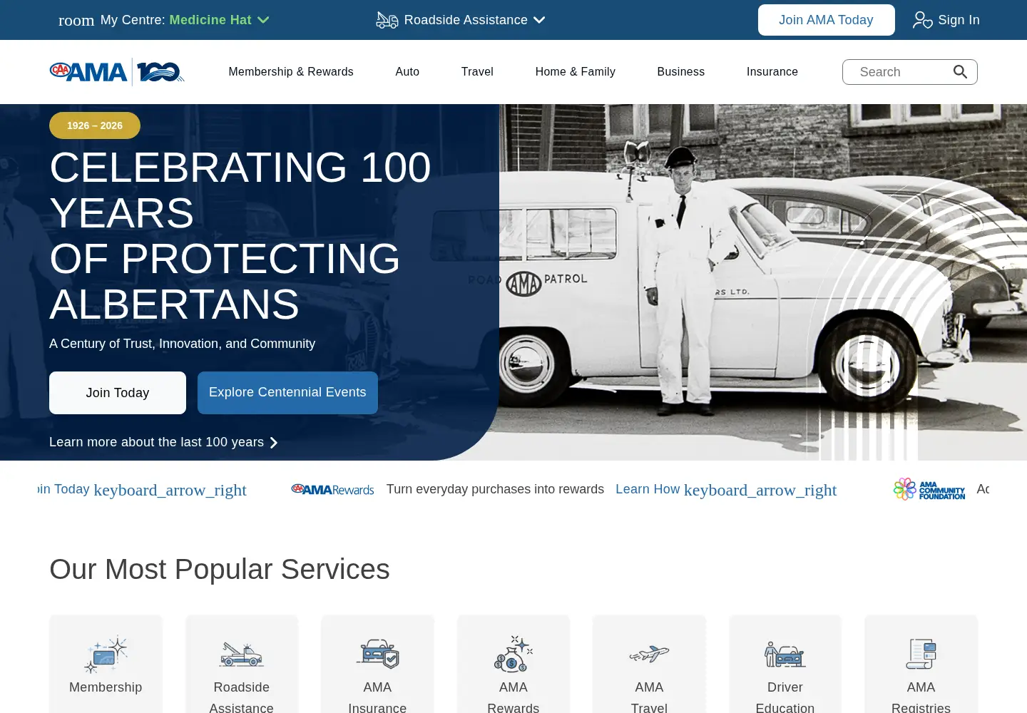 Captured homepage of ama.ab.ca in the current scan