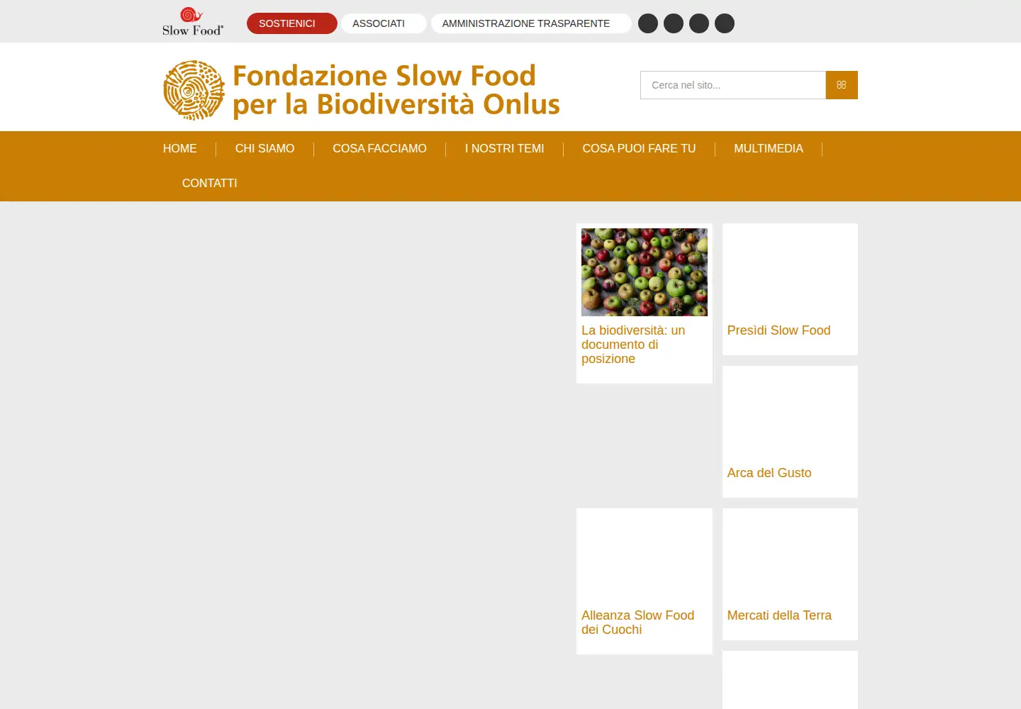 Screenshot of fondazioneslowfood.com