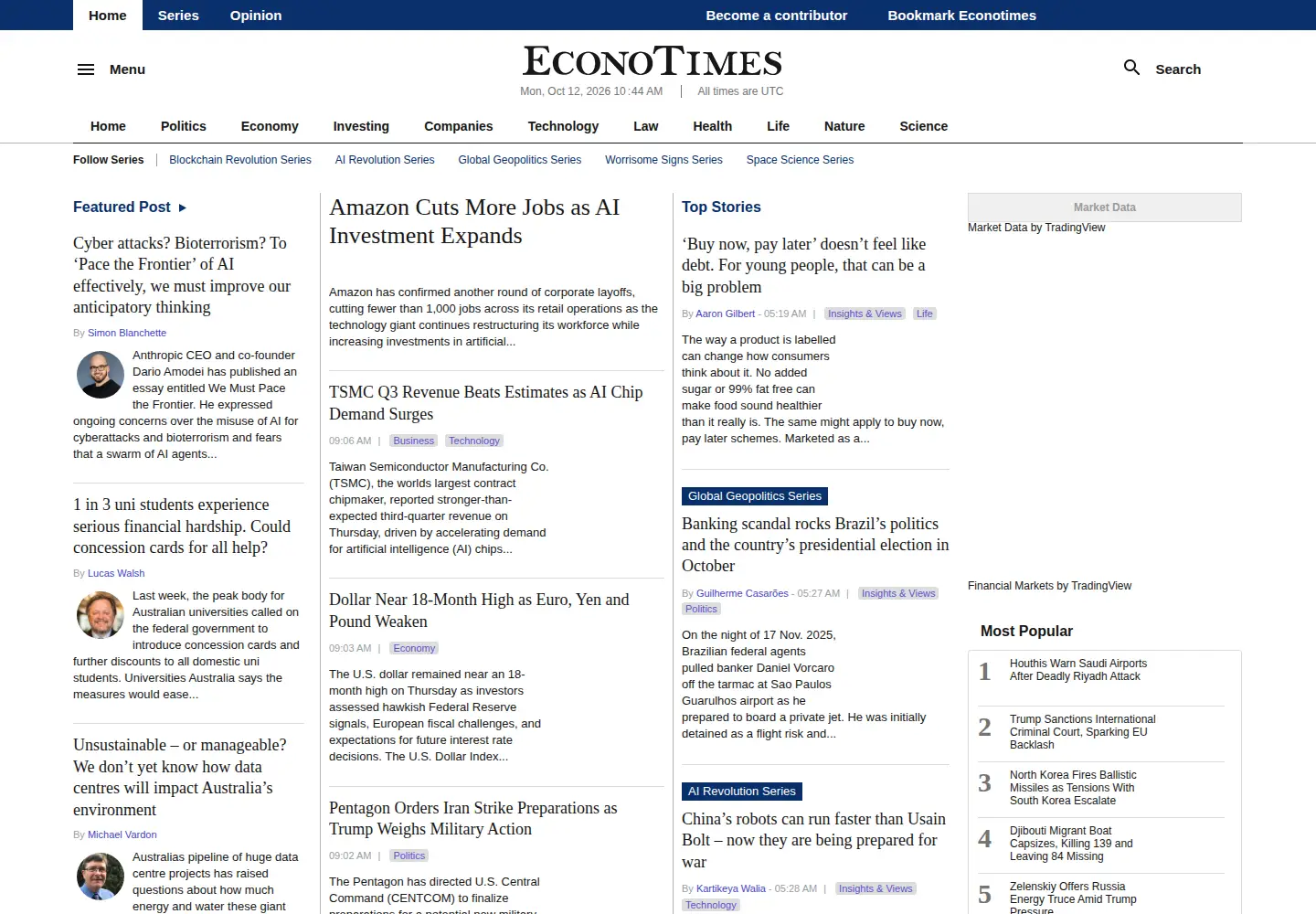 Captured homepage of econotimes.com in the current scan