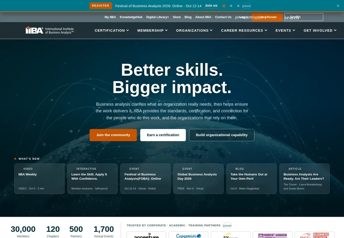 Screenshot of iiba.org