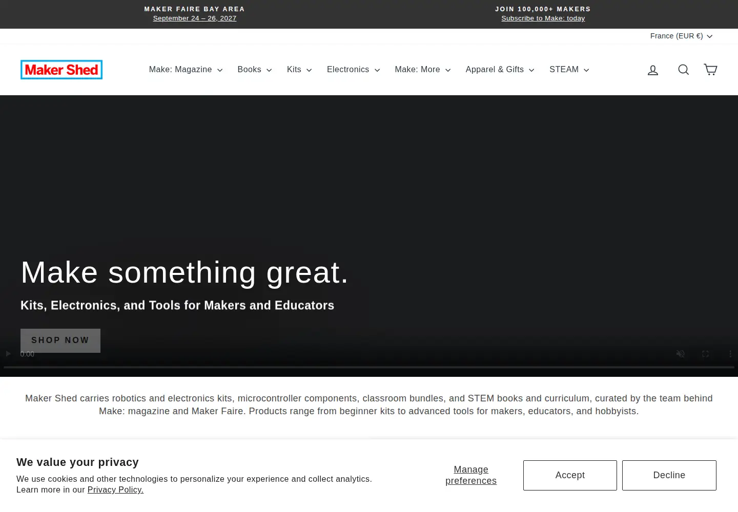 Screenshot of makershed.com