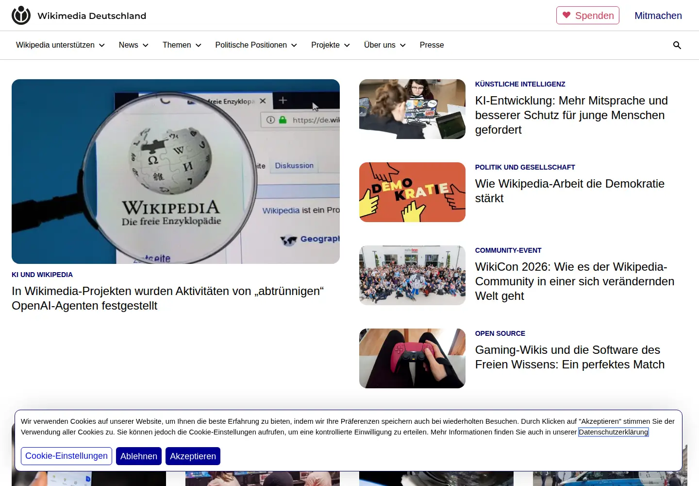 Captured homepage of wikimedia.de in the current scan