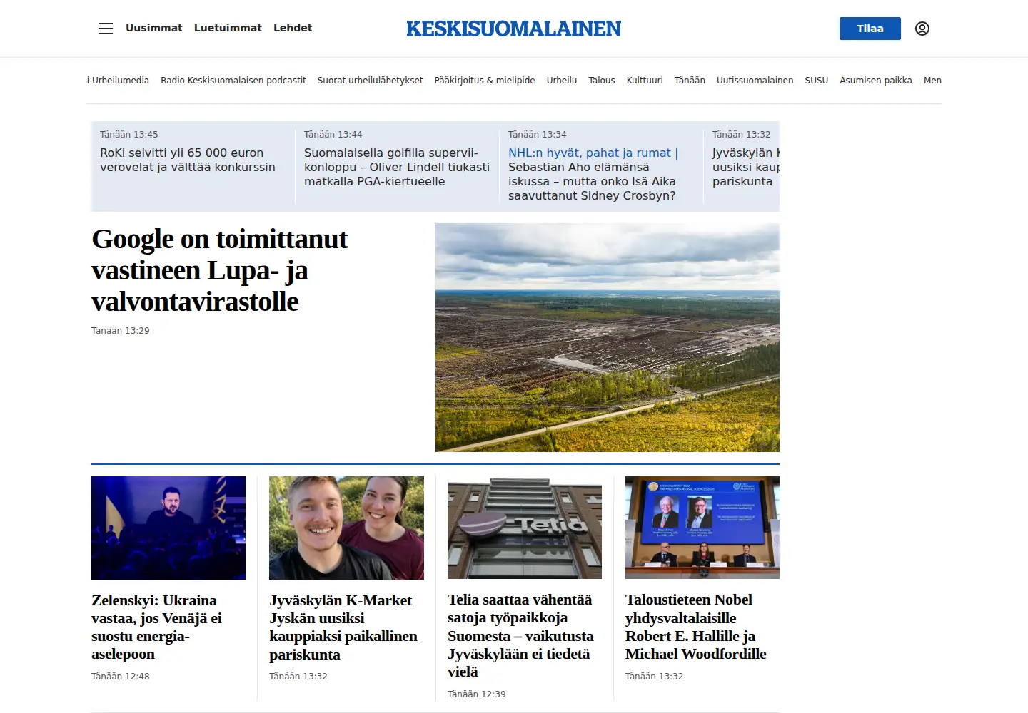Captured homepage of ksml.fi in the current scan