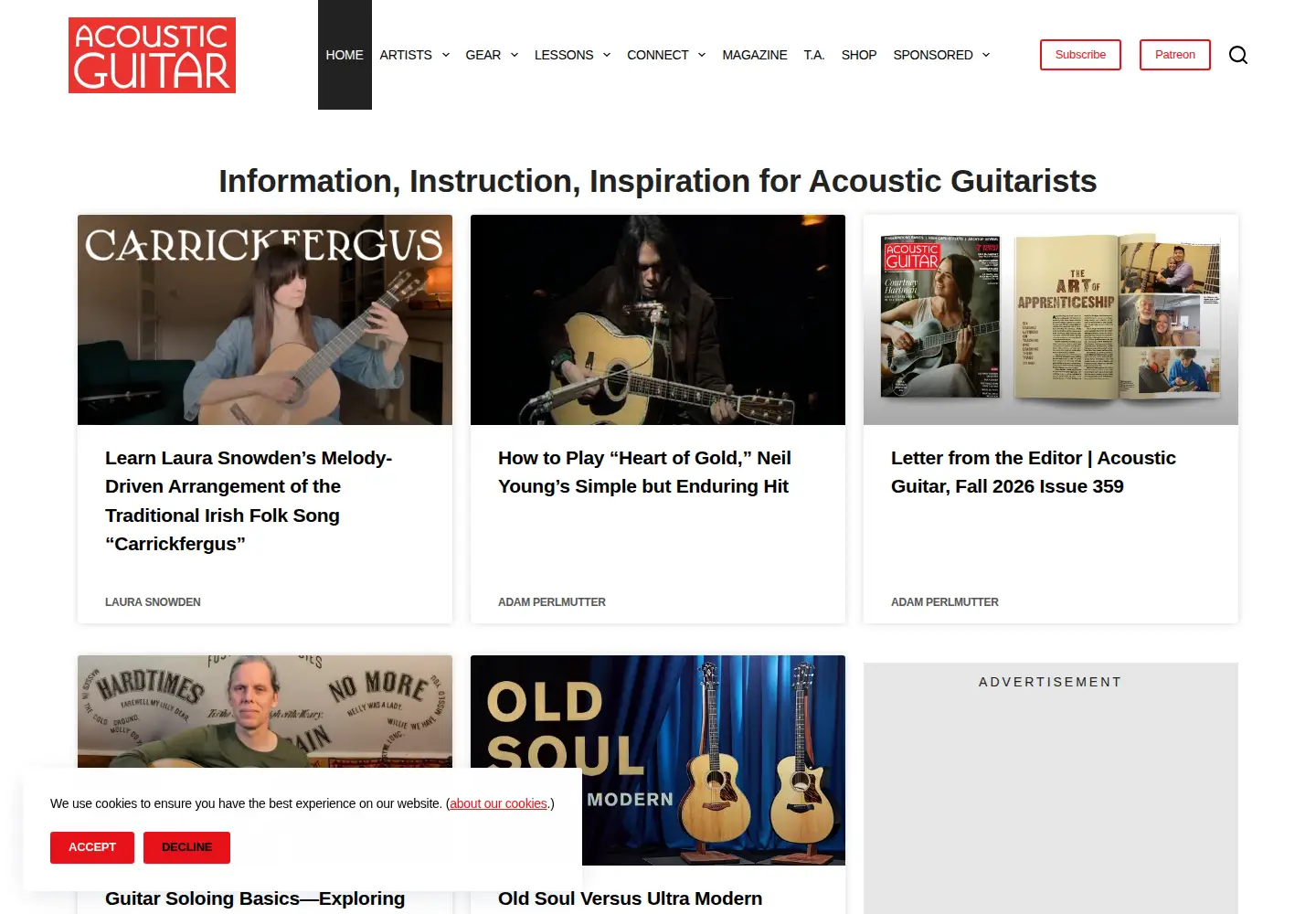 Screenshot of acousticguitar.com
