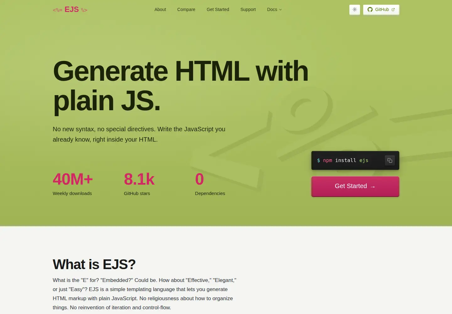 Captured homepage of ejs.co in the current scan