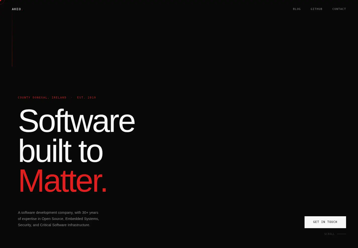 Captured homepage of akeo.ie in the current scan