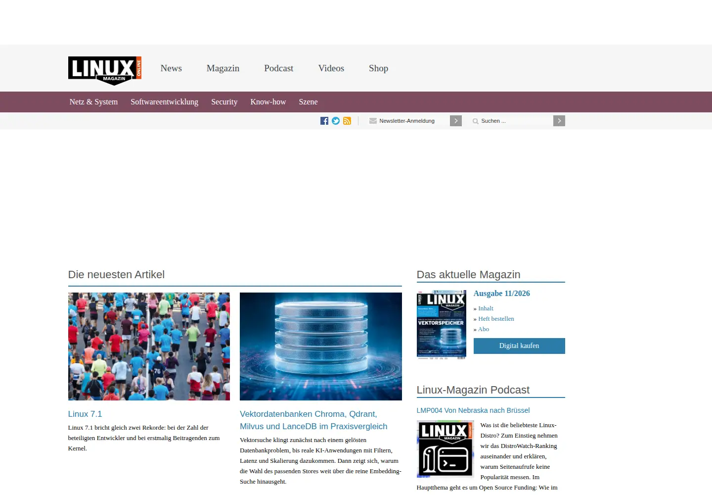 Screenshot of linux-magazin.de